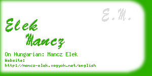 elek mancz business card